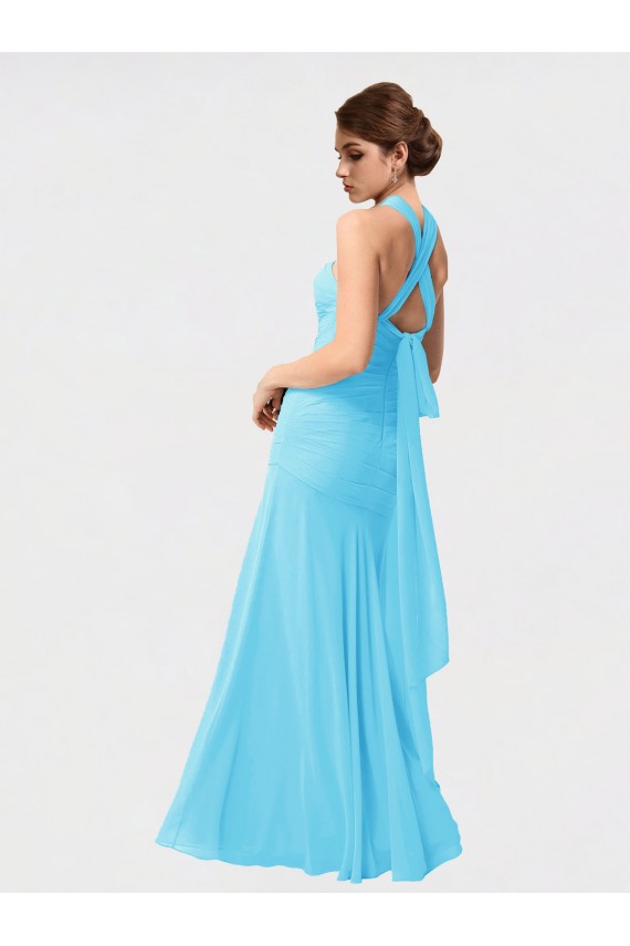Long Halter Chiffon Bridesmaid Dress with Dropped Waist Brisbane