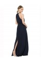 High Halter Neckline Chiffon Bridesmaid Dress with Slim Keyhole Back Brisbane