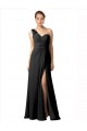 Sheer One Shoulder Chiffon A-Line Bridesmaid Dress with Slit Brisbane