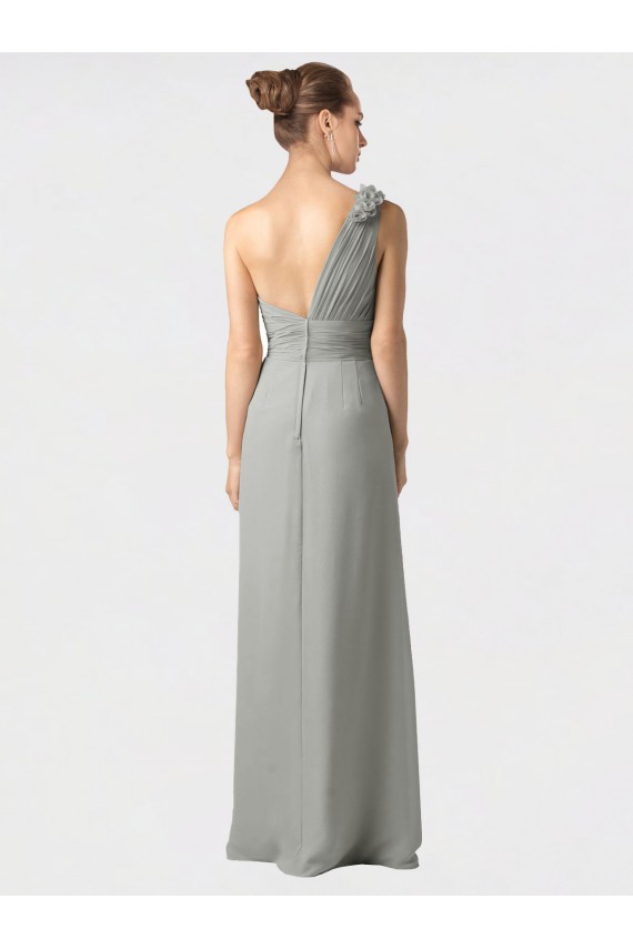 Sheer One Shoulder Chiffon A-Line Bridesmaid Dress with Slit Brisbane