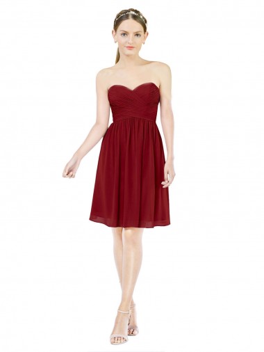 Short Sweetheart Knee Length Chiffon Cocktail Bridesmaid Dress with Open Back Brisbane