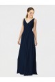 Long Chiffon Bridesmaid Dress with Shirred Bodice and V-Neckline Brisbane