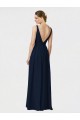 Long Chiffon Bridesmaid Dress with Shirred Bodice and V-Neckline Brisbane