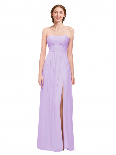 Strapless Mermaid Chiffon Bridesmaid Dress WITH High Side Slit and Ruffles Brisbane