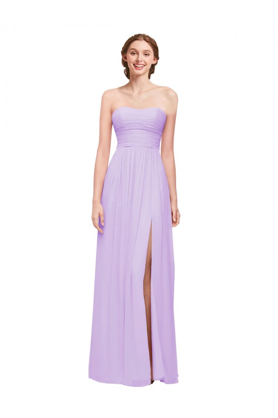 Strapless Mermaid Chiffon Bridesmaid Dress WITH High Side Slit and Ruffles Brisbane