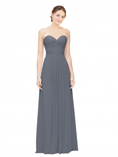 Twisted Waist Pleats Sweetheart Long Chiffon Bridesmaid Dress Brisbane
