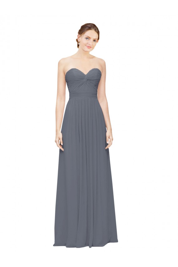 Twisted Waist Pleats Sweetheart Long Chiffon Bridesmaid Dress Brisbane