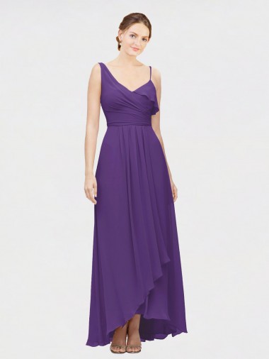 One Shoulder High Low Chiffon Bridesmaid Dress with Wrap Waist Brisbane