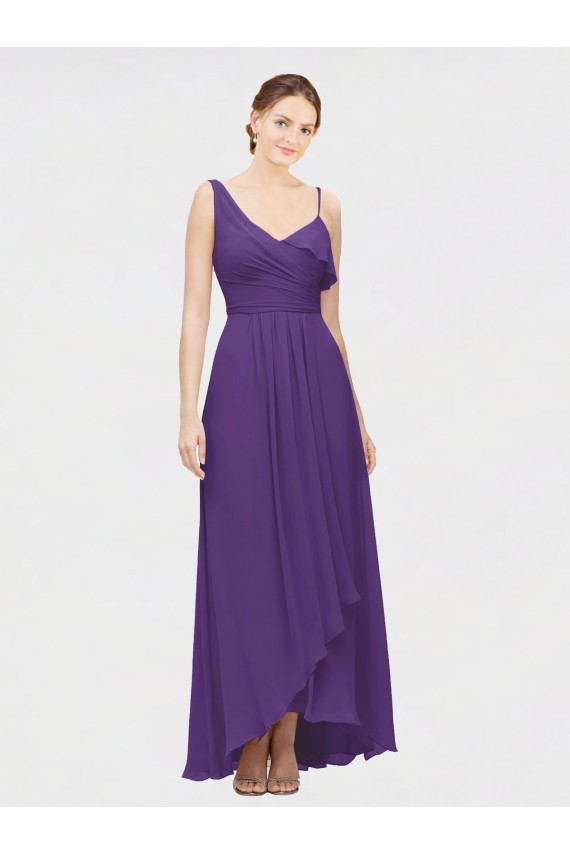 One Shoulder High Low Chiffon Bridesmaid Dress with Wrap Waist Brisbane