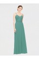 Rouched V-Neckline and Spaghetti Straps Long Chiffon Bridesmaid Dress Brisbane