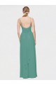 Rouched V-Neckline and Spaghetti Straps Long Chiffon Bridesmaid Dress Brisbane