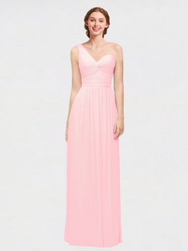 One Shoulder Twisted Waist Sweetheart Chiffon Bridesmaid Dress Brisbane