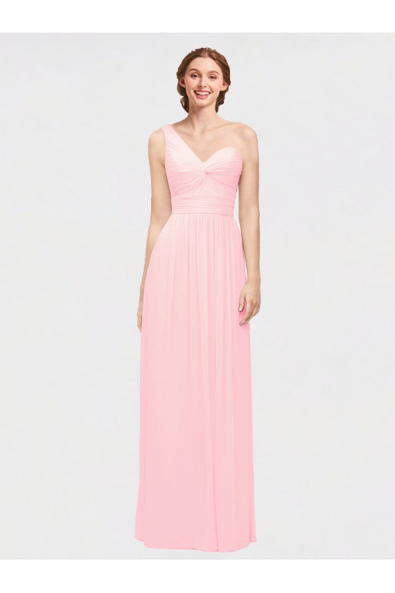 One Shoulder Twisted Waist Sweetheart Chiffon Bridesmaid Dress Brisbane