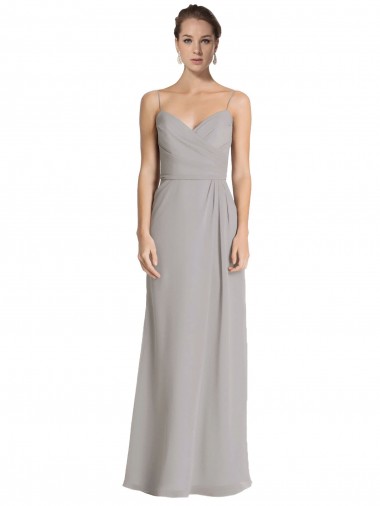 Long Chiffon A-Line Bridesmaid Dress with Criss-Cross Draped Bodice Brisbane