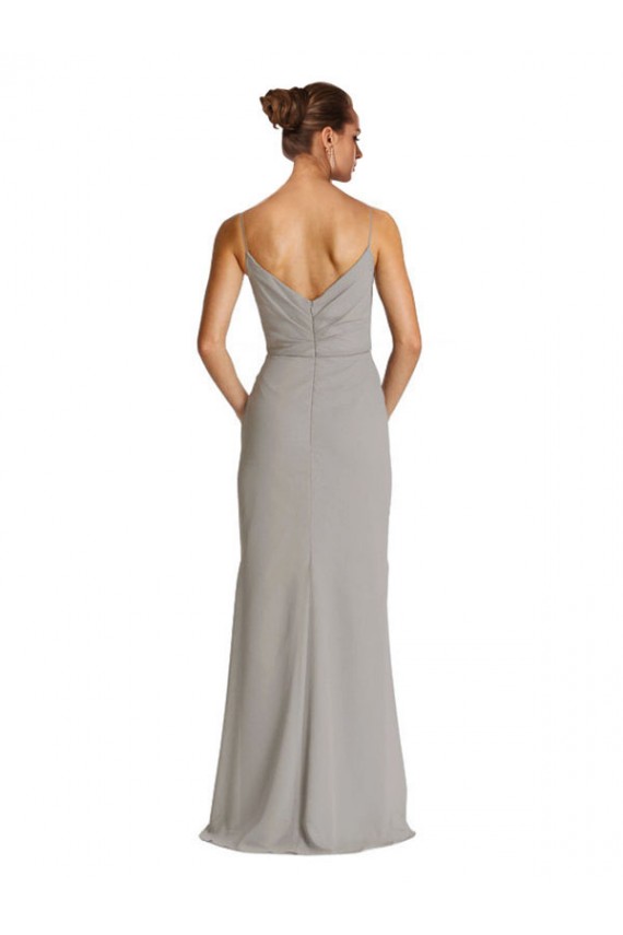 Long Chiffon A-Line Bridesmaid Dress with Criss-Cross Draped Bodice Brisbane