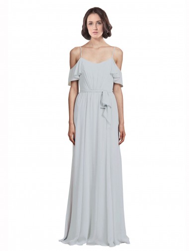 Off the Shoulder Spaghetti Strap Long Chiffon Bridesmaids Dress Brisbane