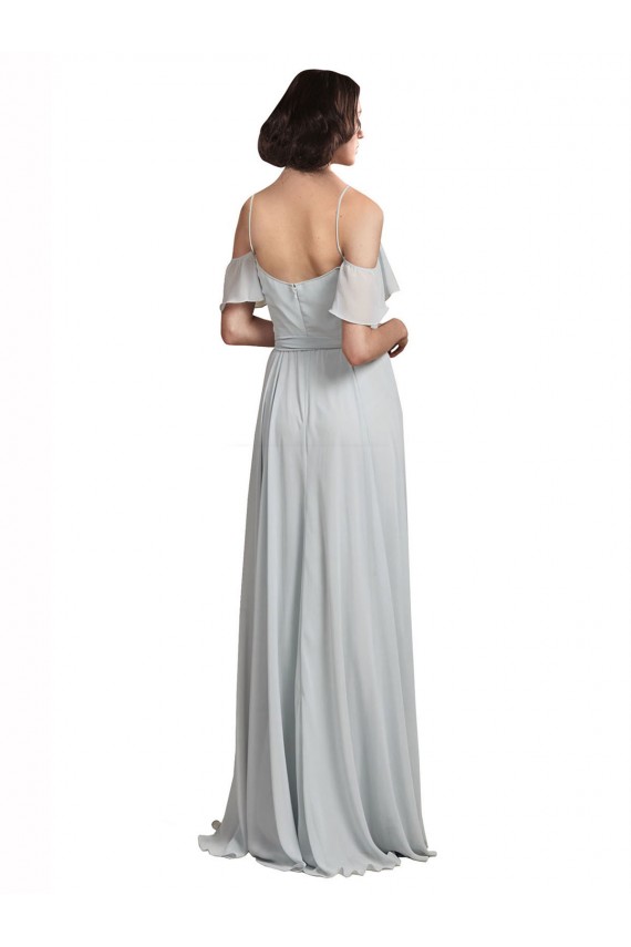 Off the Shoulder Spaghetti Strap Long Chiffon Bridesmaids Dress Brisbane