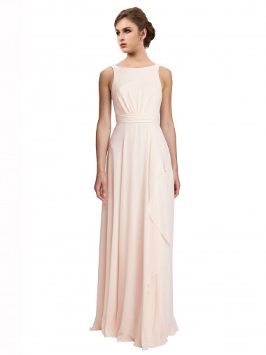 High Neck Chiffon Bridesmaid Dress with Deep V-Back and Cascading Skirt Brisbane