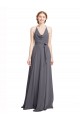 Spaghetti Strap Long Chiffon Bridesmaids Dress with Halter Cowl Neck Brisbane