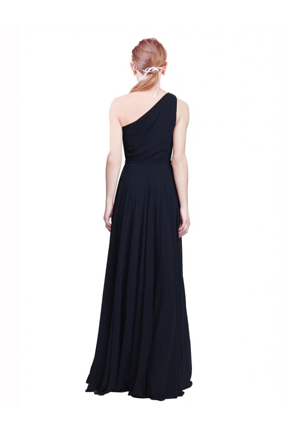 Long Chiffon Bridesmaid Dress with One Shoulder Neckline And Belt Brisbane