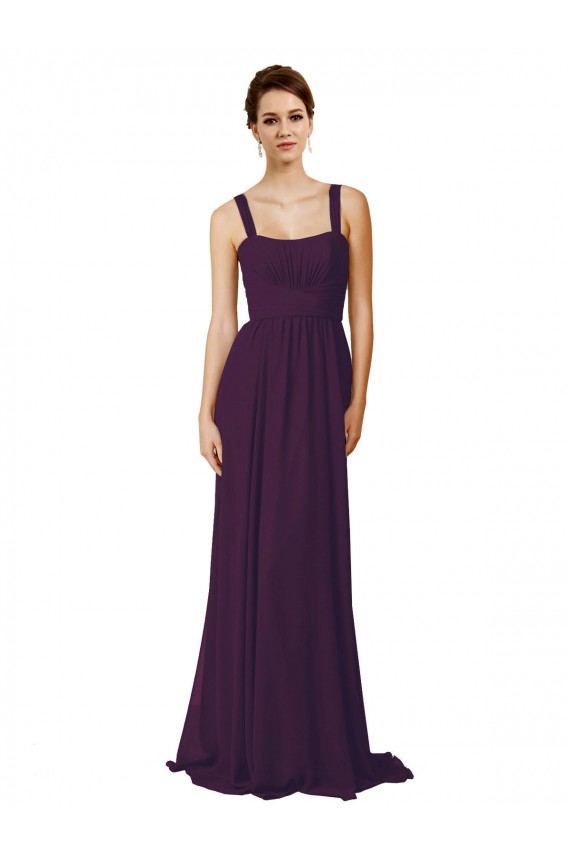 Full Length Chiffon Bridesmaid Dress with Spaghetti Straps Brisbane