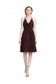 Short Knee Length Chiffon Bridesmaids Dress with Halter Cowl Neck Brisbane