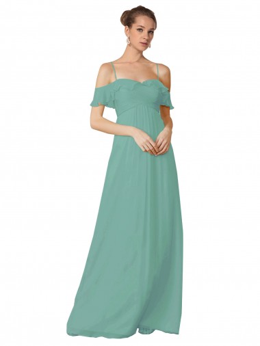 Hand-Ruched Chiffon Bridesmaid Dress with Flutter Sleeves Brisbane