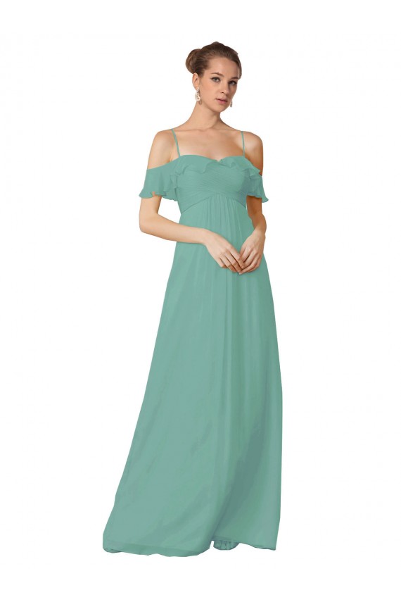 Hand-Ruched Chiffon Bridesmaid Dress with Flutter Sleeves Brisbane