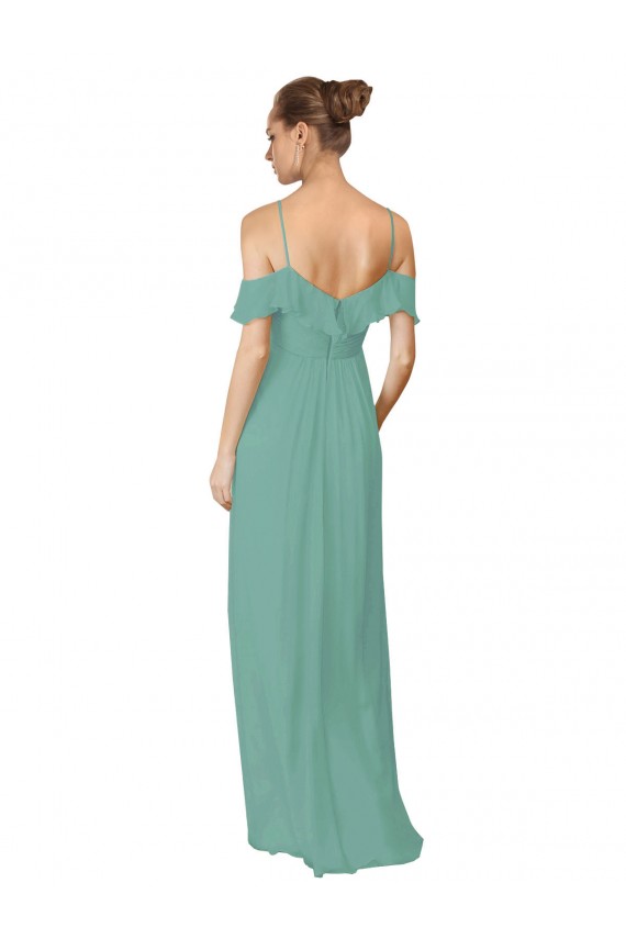Hand-Ruched Chiffon Bridesmaid Dress with Flutter Sleeves Brisbane