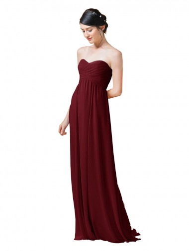 Hand-Ruched Sweetheart Long Chiffon Bridesmaid Dress Brisbane