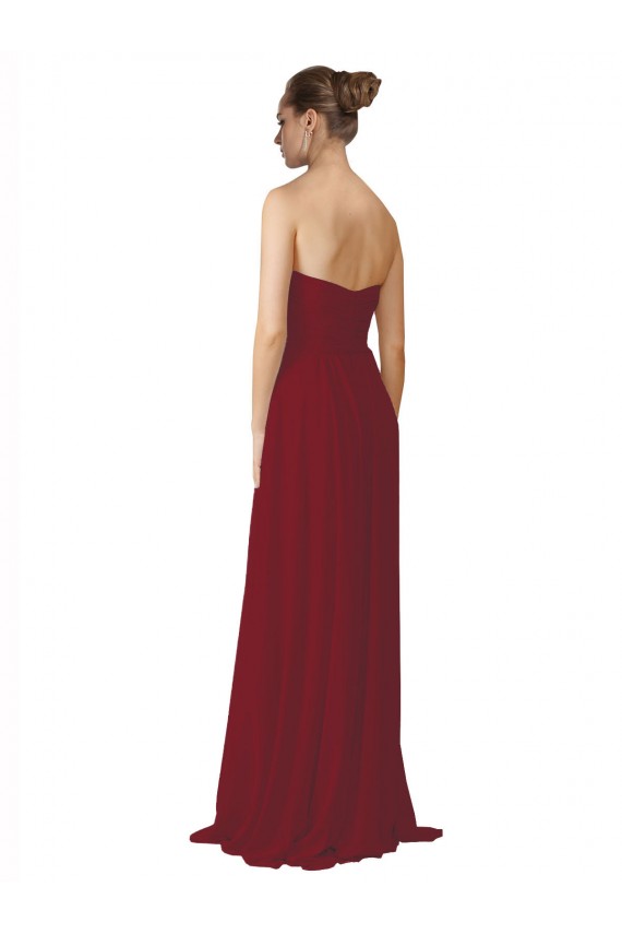 Hand-Ruched Sweetheart Long Chiffon Bridesmaid Dress Brisbane