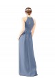 Fitted Long High Halter Neck Chiffon Bridesmaid Dress with Keyhole Back Brisbane