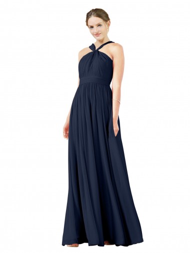 High V-Neck Floor Length Chiffon Bridesmaid Dress Brisbane