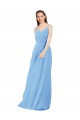 Pleated Low Back Long V-Neck Chiffon Bridesmaid Dress with Thin Straps Brisbane