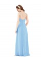 Pleated Low Back Long V-Neck Chiffon Bridesmaid Dress with Thin Straps Brisbane