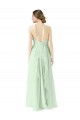 Front halter Neckline and Deep Back Long Chiffon Bridesmaid Dress Brisbane