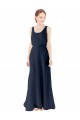 Scoop Neckline Fitted Long Chiffon Bridesmaid Dress Open Back Brisbane