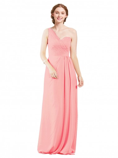 One Shoulder Sweetheart Neckline Long Chiffon Bridesmaid Dress Brisbane