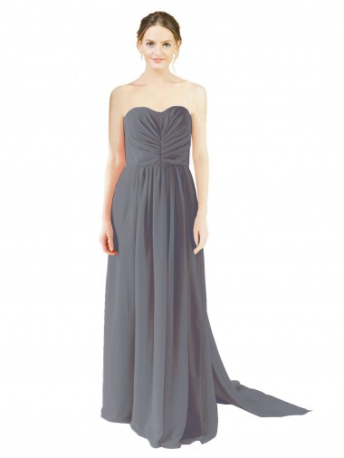 Long Chiffon Bridesmaid Dress with Sweetheart Neckline and Flowing Back Brisbane