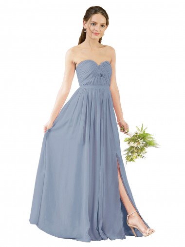 Deep Sweetheart Neckline Open Back Long Chiffon Bridesmaid Dress Brisbane