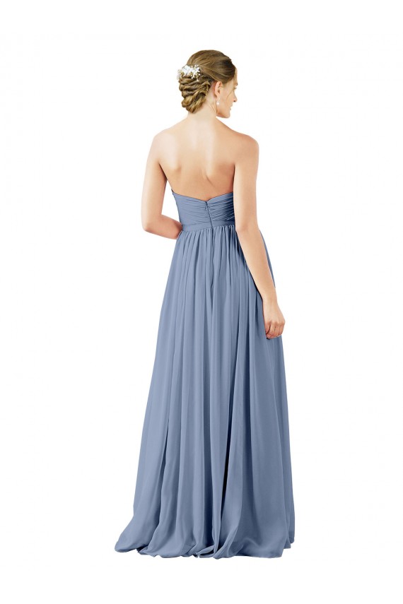 Deep Sweetheart Neckline Open Back Long Chiffon Bridesmaid Dress Brisbane