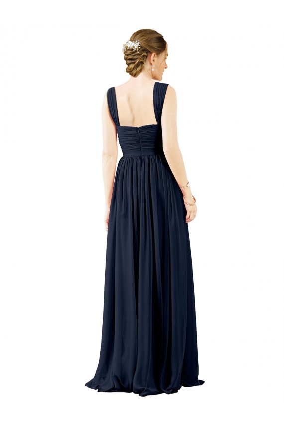 Square Neckline Sexy Open Back Long Chiffon Bridesmaid Dress Brisbane
