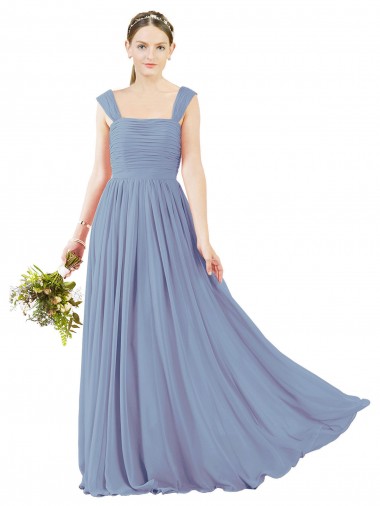 Square Neckline Sexy Open Back Long Chiffon Bridesmaid Dress Brisbane