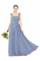 Square Neckline Sexy Open Back Long Chiffon Bridesmaid Dress Brisbane