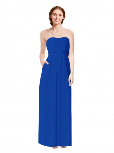 Strapless Sweetheart Keyhole Back Long Chiffon Bridesmaid Dress Brisbane
