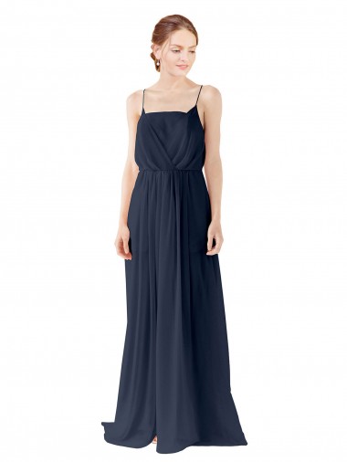 Spaghetti Straps Open Back Long Chiffon Bridesmaid Dress Brisbane