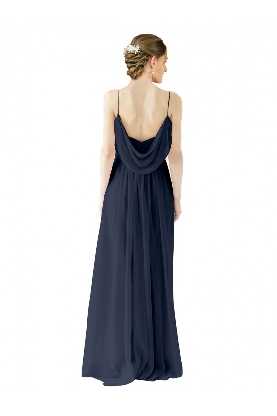Spaghetti Straps Open Back Long Chiffon Bridesmaid Dress Brisbane