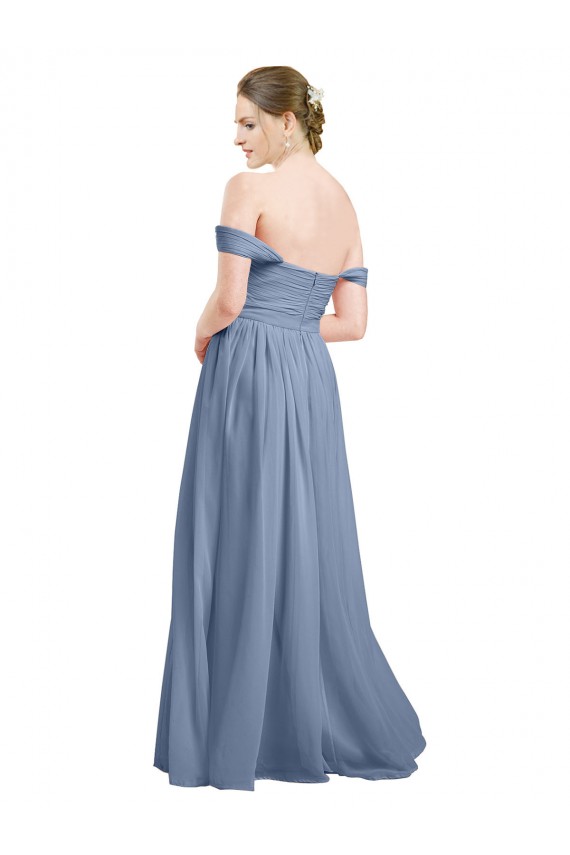 Long Floor Length Chiffon Bridesmaid Dress with Fluttering Off the Shoulder Straps Brisbane
