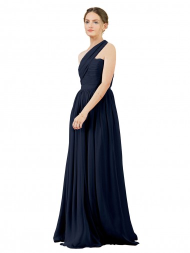 Draped One Shoulder Strapless Chiffon Bridesmaid Dress Brisbane