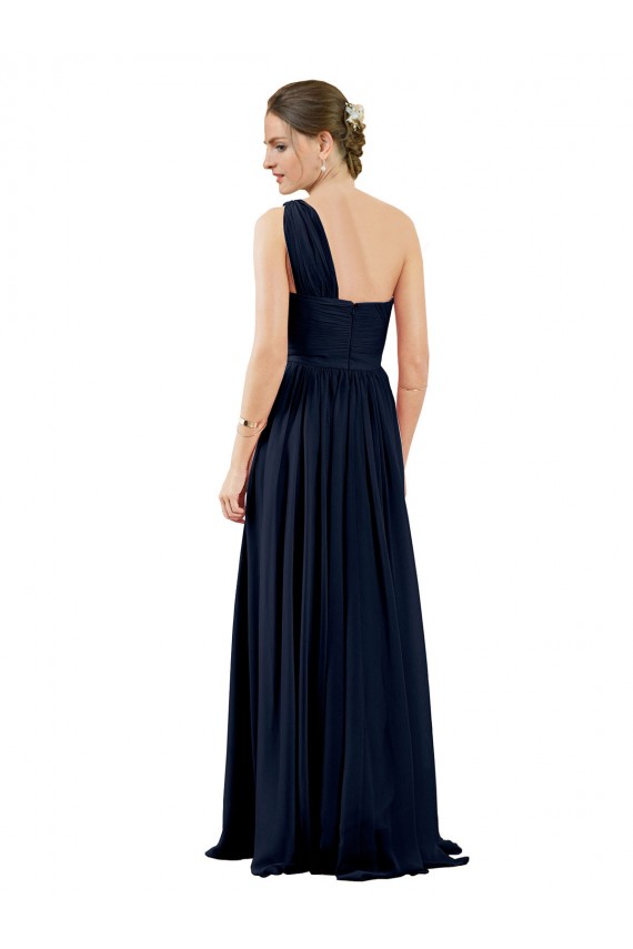 Draped One Shoulder Strapless Chiffon Bridesmaid Dress Brisbane